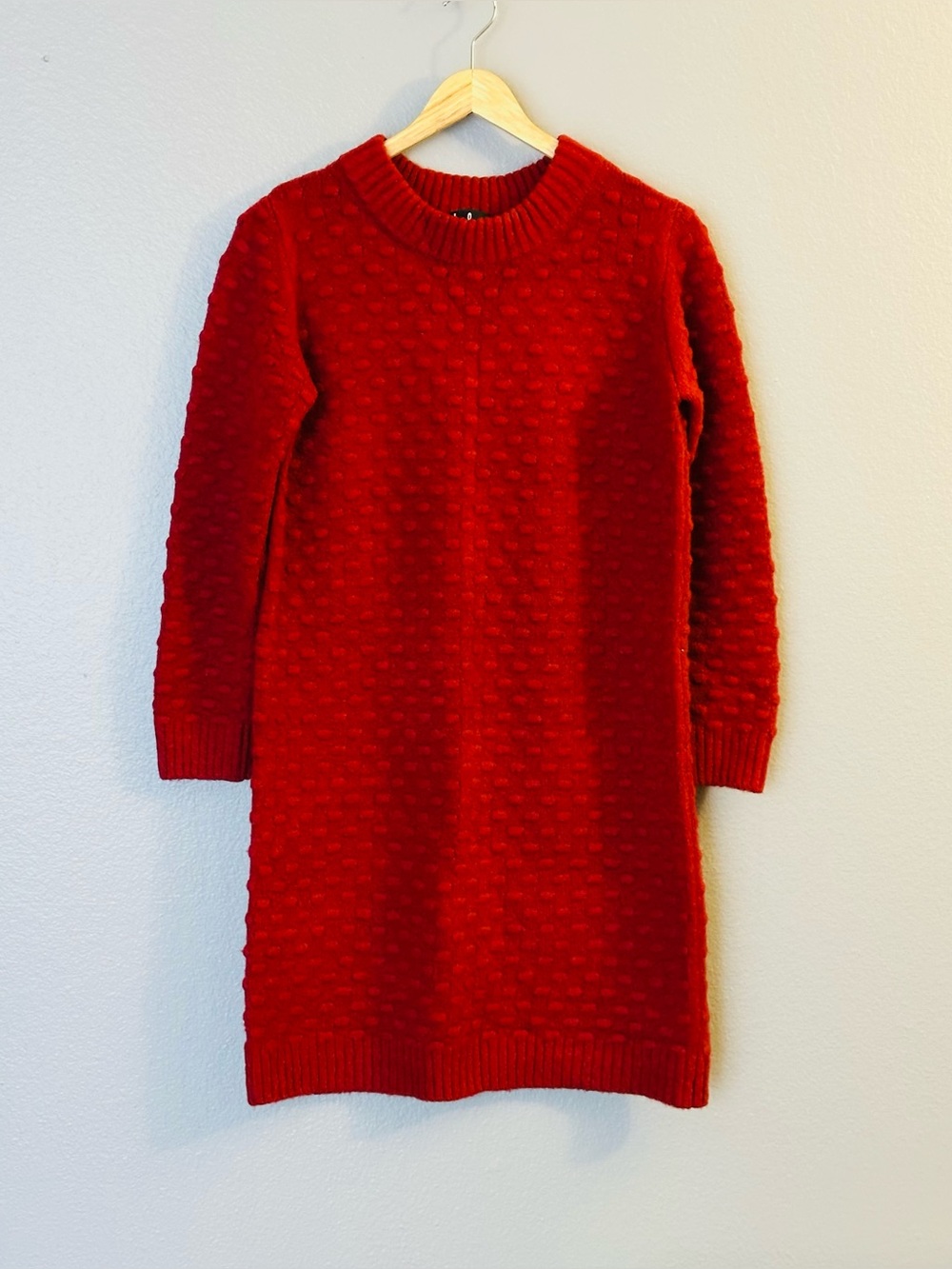 Lulu's Bright Red Ribbed Knit Sweater Dress